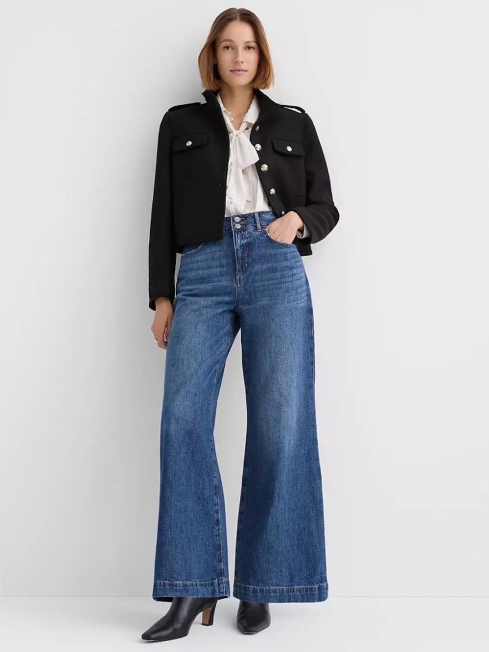LOFT Classic Wash Palazzo Jeans Wide Leg